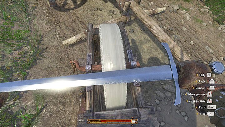Grindstone used to repair a damaged weapon or a piece of armor in Kingdom Come  Deliverance