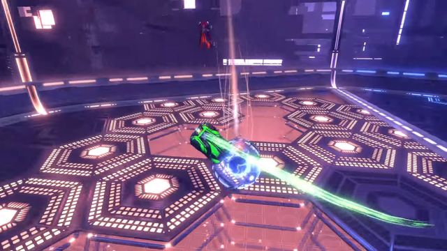Rocket League dropshot game mode with tiles dropped out