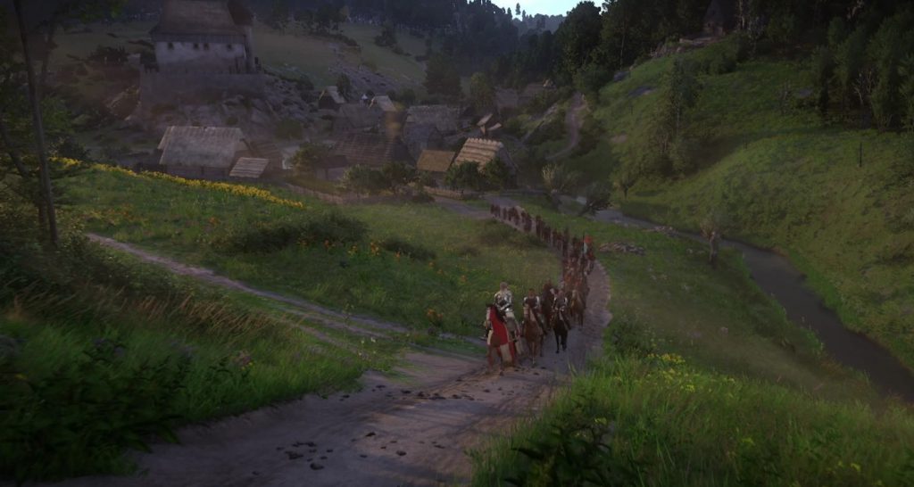 Kingdom Come Deliverance riding with sir Divish's troops to Vranik