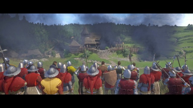 Kingdom Come Deliverance troops gathered in the siege of Talmberg
