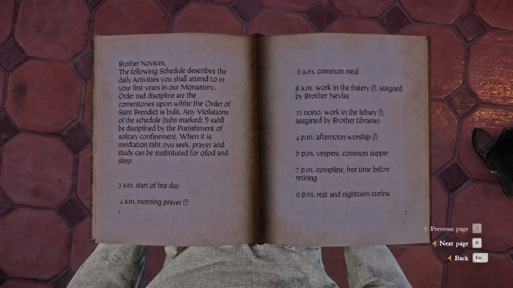 Kingdom Come Deliverance book of daily labors