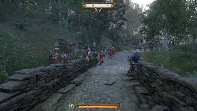 Kingdom Come Deliverance fighting reinforcements on the bridge to Talmberg