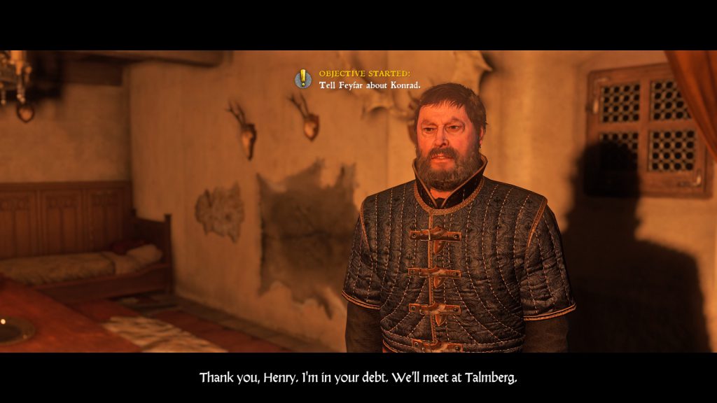 Kingdom Come Deliverance speaking with Konrad Kyeser in the custodian's house