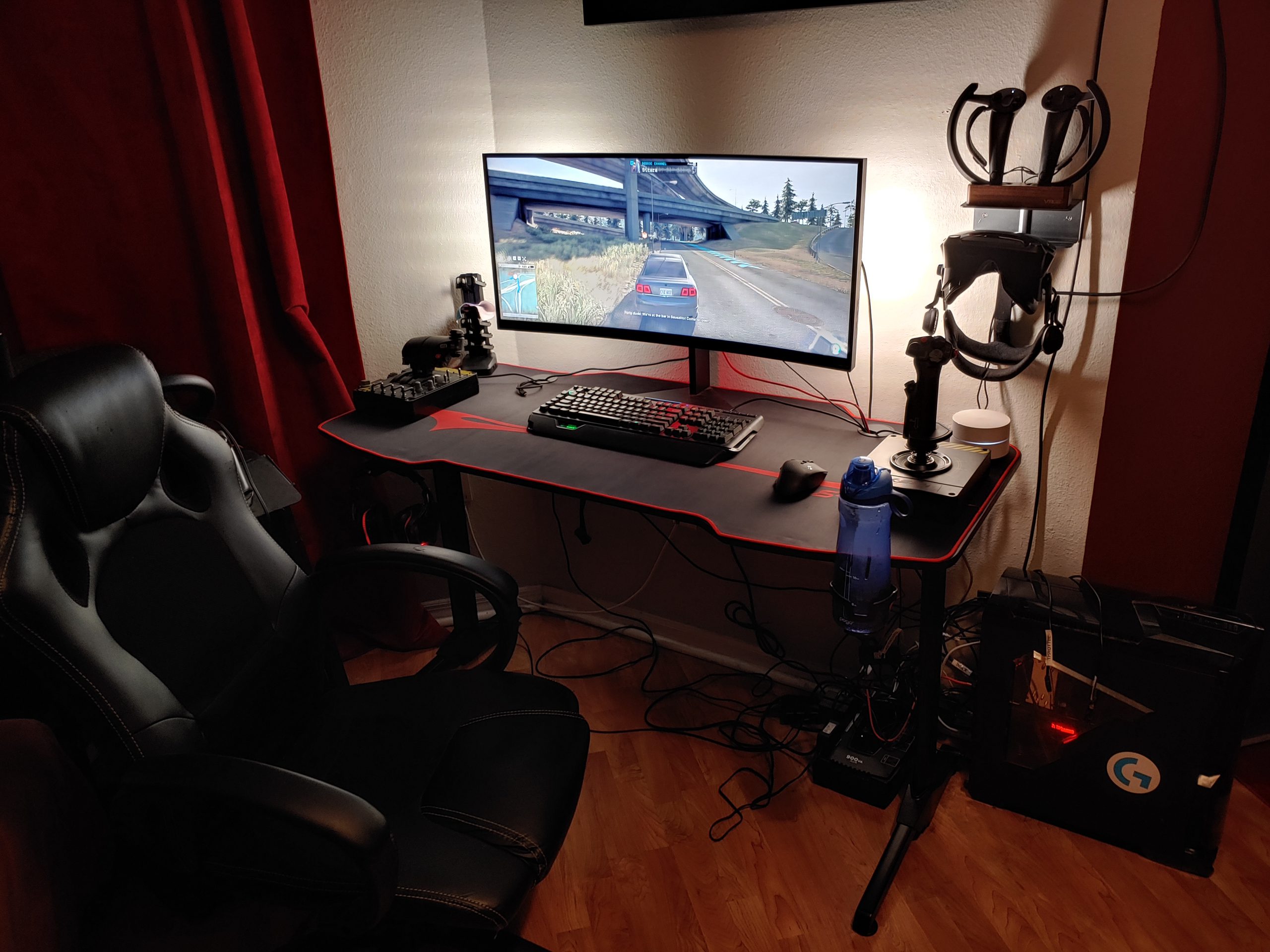 My new Homall Gaming Desk with my gaming PC hardware setup