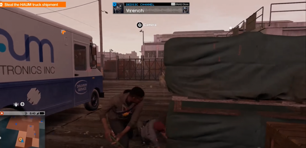 Watch Dogs 2 Marcus knocking out a guard before stealing the Haum truck