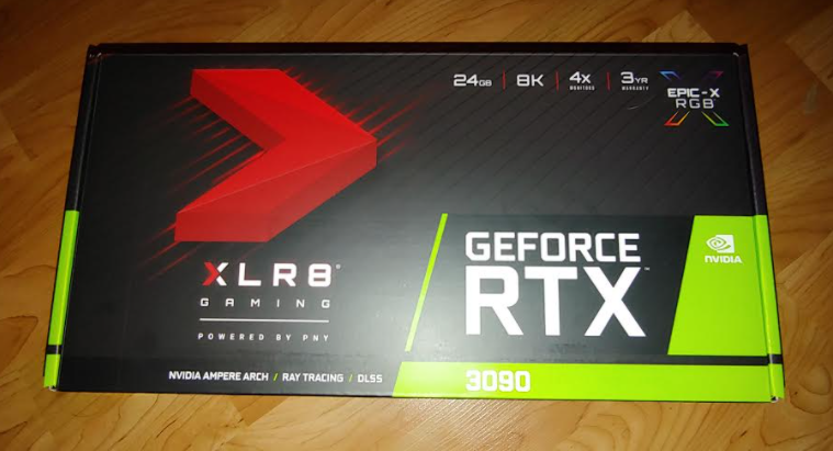 PNY GeForce RTX 3090 24GB XLR8 Gaming UPRISING EPIC-X RGB Triple Fan Edition box