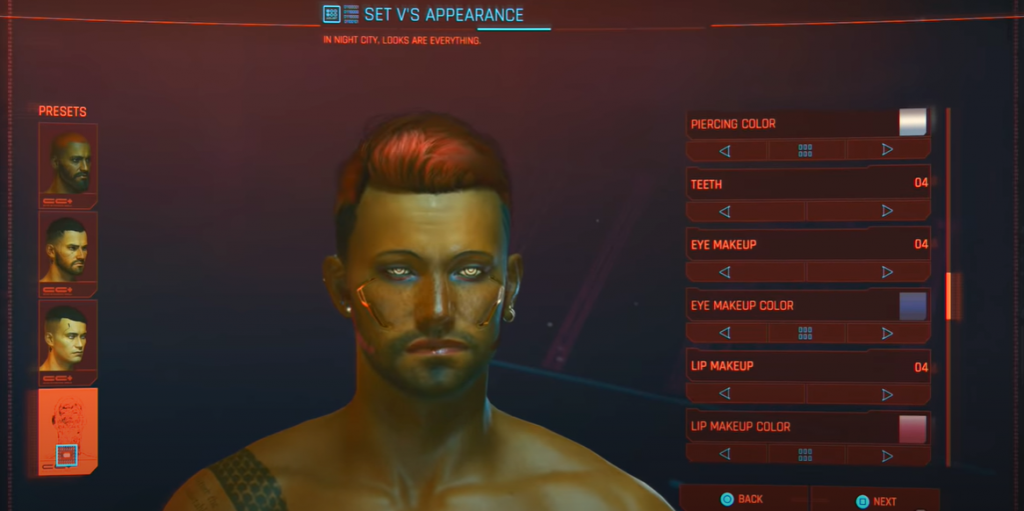 Cyberpunk 2077 messing around with character creator