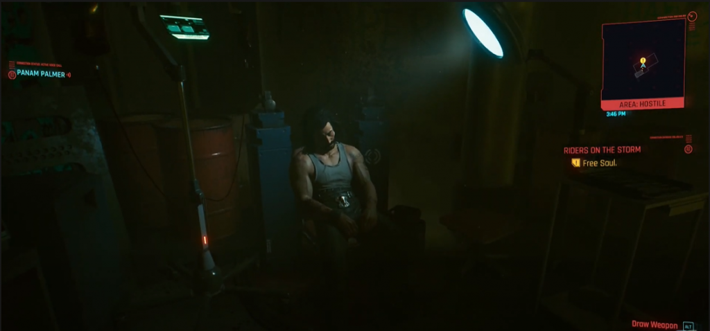 Cyberpunk 2077 Saul Held captive in the basement of a warehouse