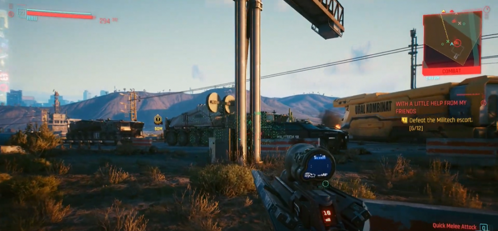 Cyberpunk 2077 Basilisk tank convoy attack blocked by stolen train car