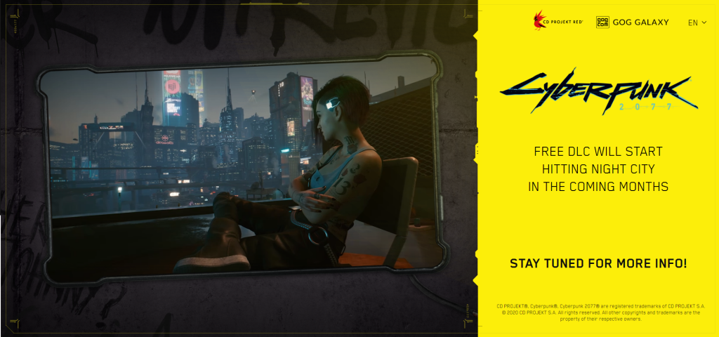 Cyberpunk 2077 Judy Alvarez next to announcement that Cyberpunk 2077 free DLC will start hitting Night City in the coming months. Stay tuned for more info.