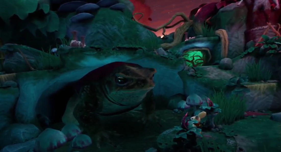 Moss VR Twilight Garden DLC giant toad talking to Quill