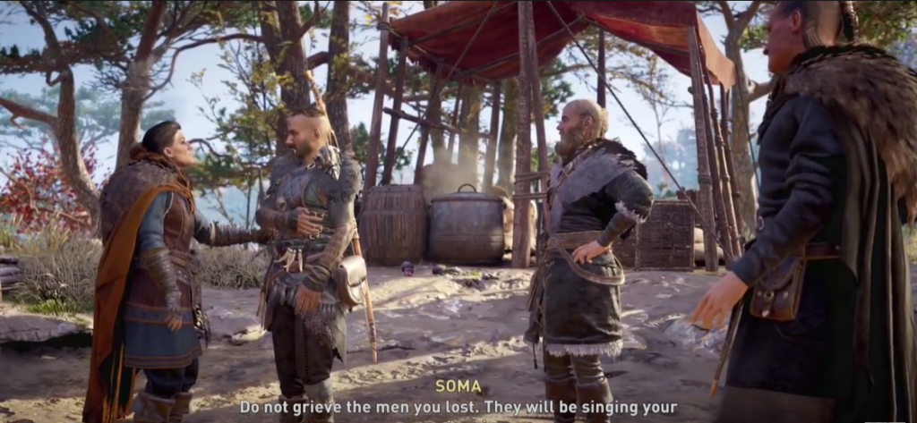 Assassin's Creed Valhalla Soma reuniting with her advisors Galinn, Birna and Lif