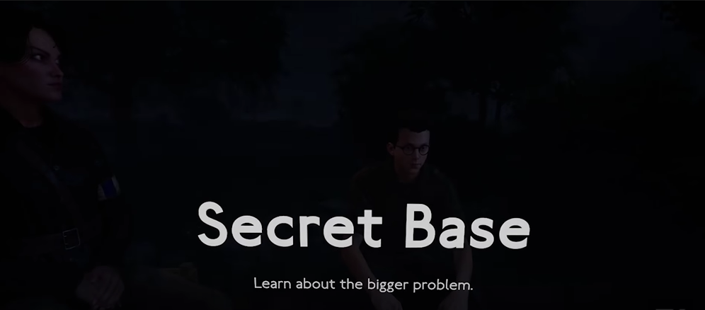 MOH Above and Beyond example of the fade to black annoying transitions with the words Secret base learn about the bigger problem