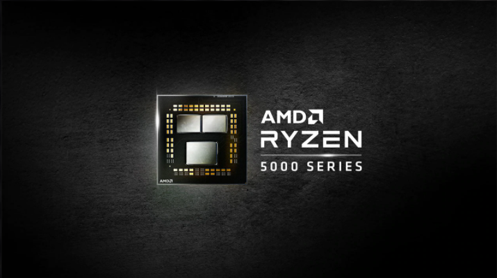 AMD Ryzen 5000 series desktop process chip logo with black background