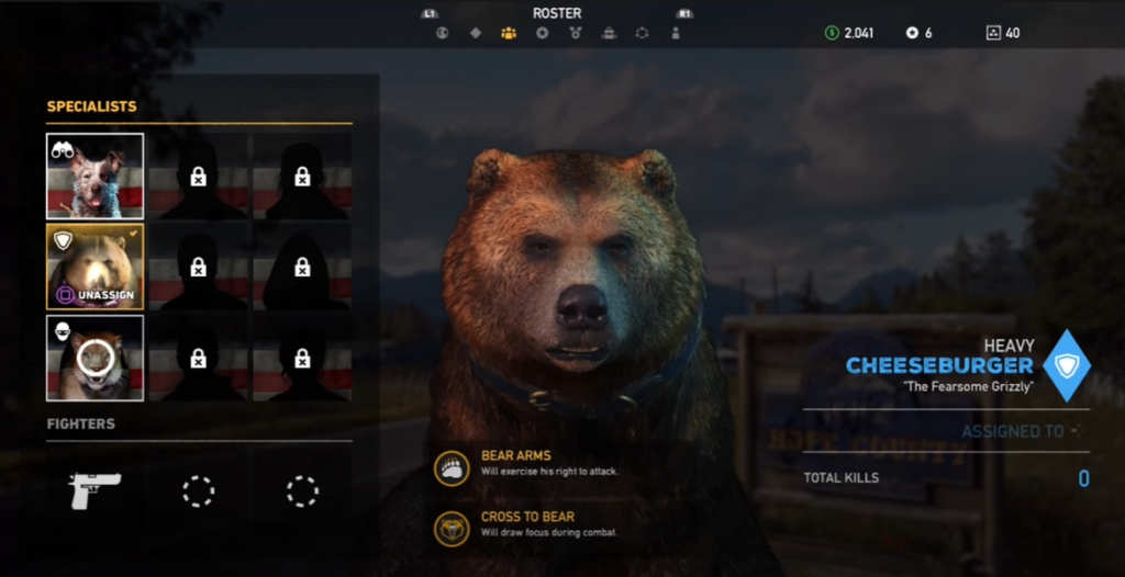 Far Cry 5 Cheeseburger the fearsome grizzly bear fang for hire