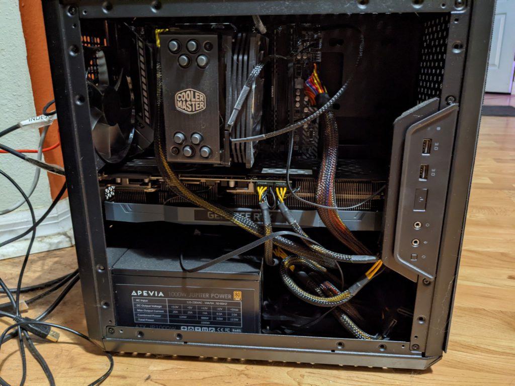 Cooler Master Master Box Q300 with Nvidia 3090 crammed in