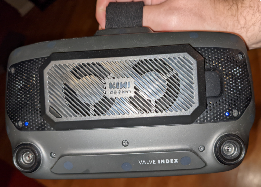 Valve Index with Kiwi Design USB radiator fan installed in the frunk