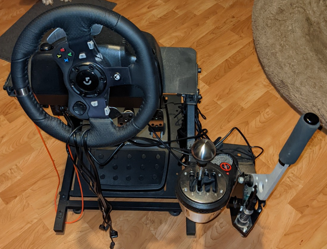 Steering wheel discount stand with chair