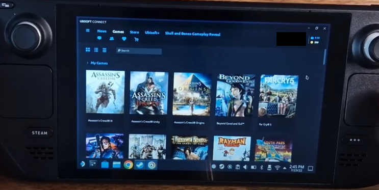 Ubisoft Connect store running on Steam Deck