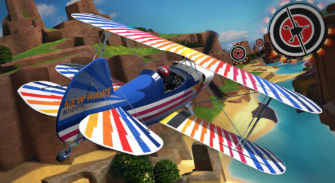 Ultrawings 2 rainbow stunt biplane flying to stunt rings