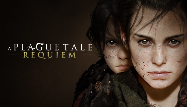 A Plague Tale Requiem Logo with Amicia and Hugo with a rat letter