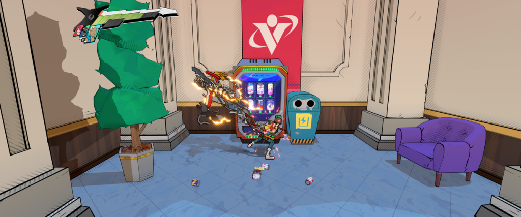 Hi-Fi Rush Gamepass Chai giant guitar attacking vending machine