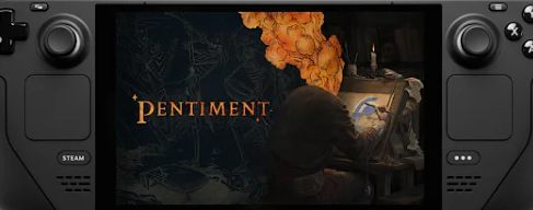 Pentiment Game Logo on Steam Deck