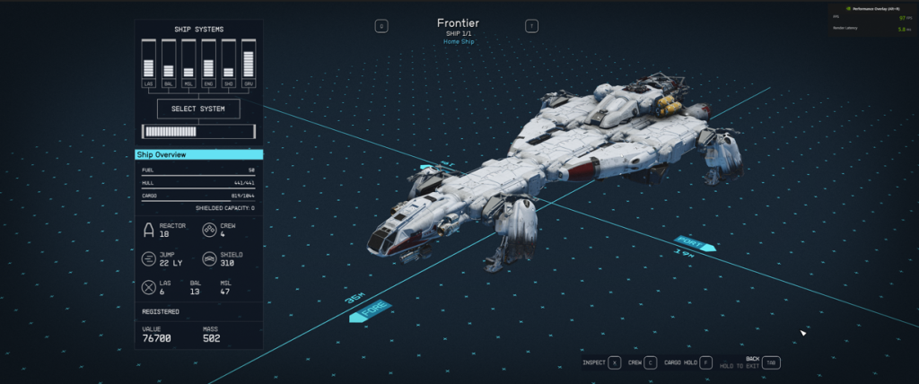 Starfield ship builder upgrading my Frontier ship