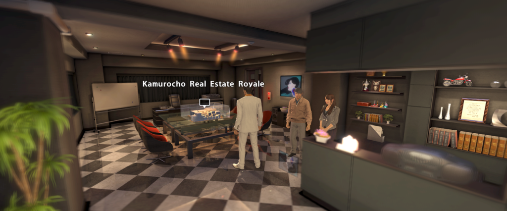 Yakuza 0 Kamurocho Real Estate Royal with Kiryu looking at his empire