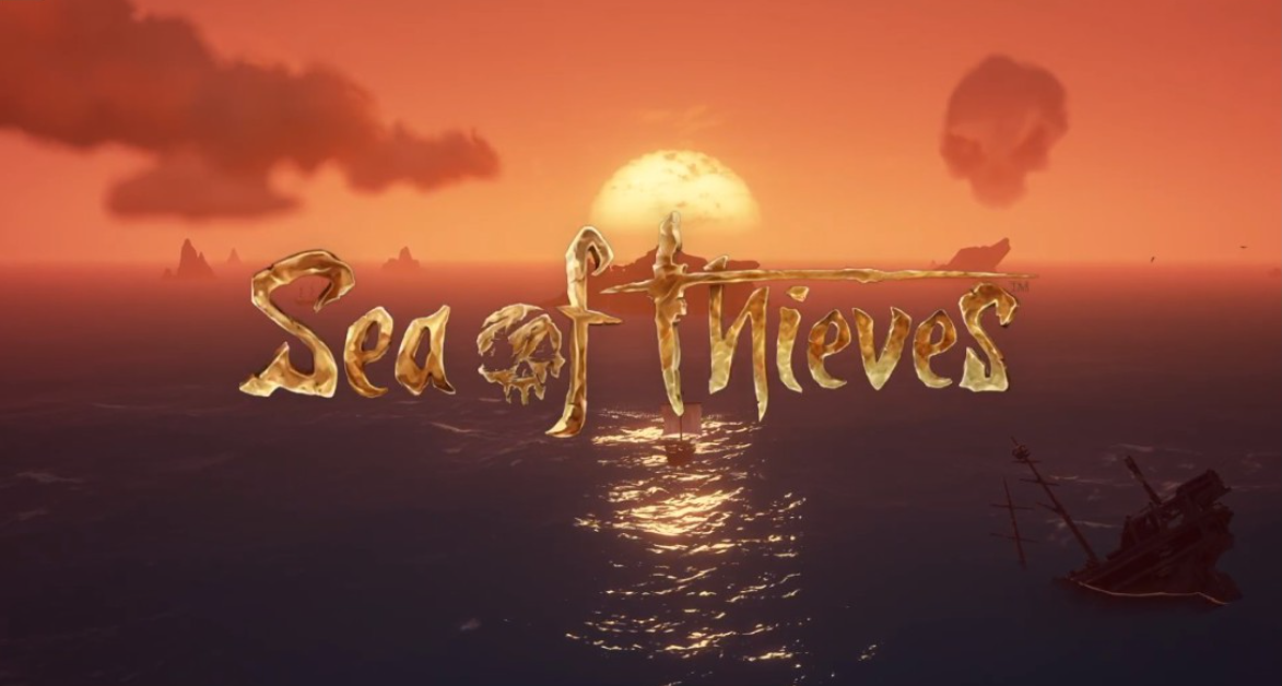 Sea of Thieves logo sunset on the water