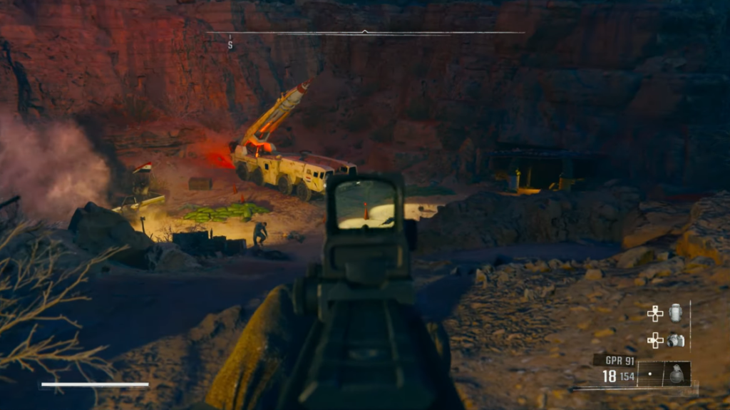 COD Black Ops 6 SCUD missile site with gun drawn