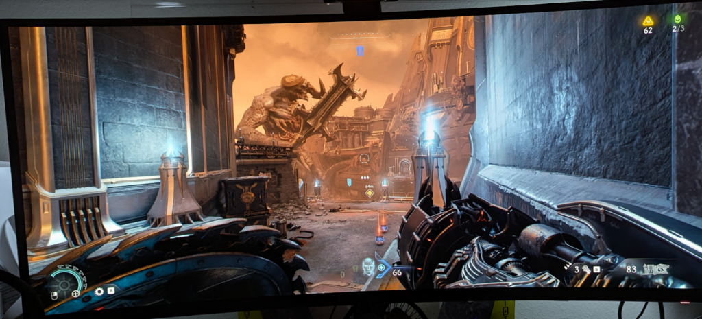 Giant Doom demon in the background