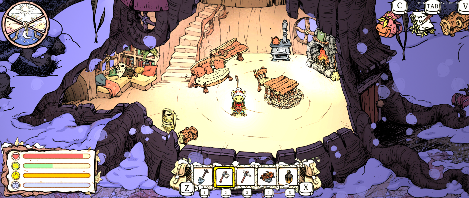 My upgraded tree trunk home in Winter Burrow