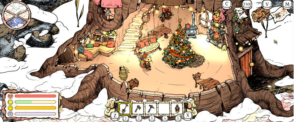 My burrow upgraded with Christmas tree