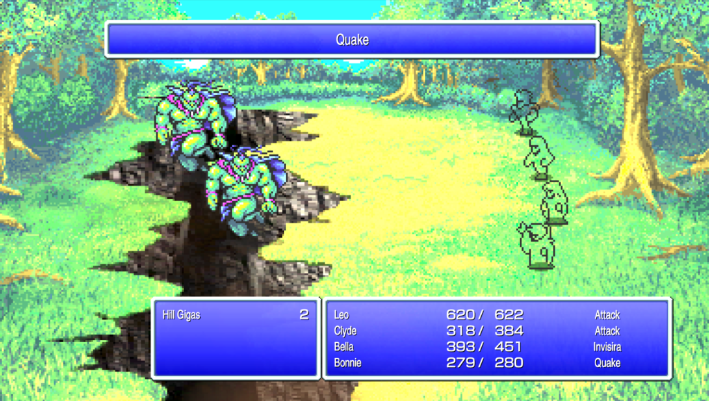 Quake Magic Final Fantasy Pixel Remaster using quake in battle
