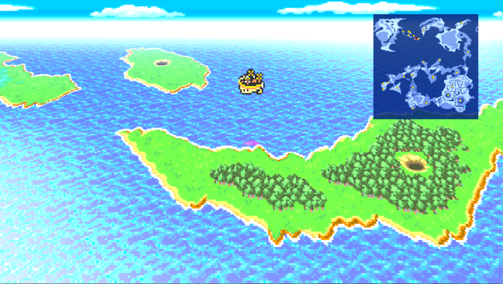 The Airship FF1 Pixel Remaster airship flying over the map