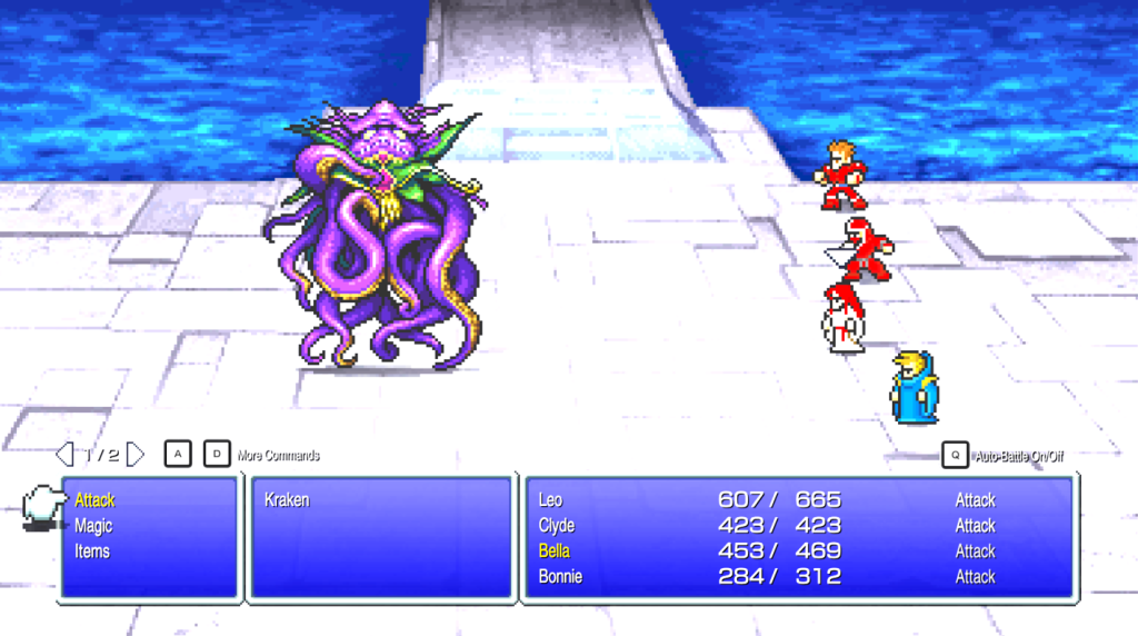 Unleash the Kraken Final Fantasy Pixel Remaster battling the Kraken