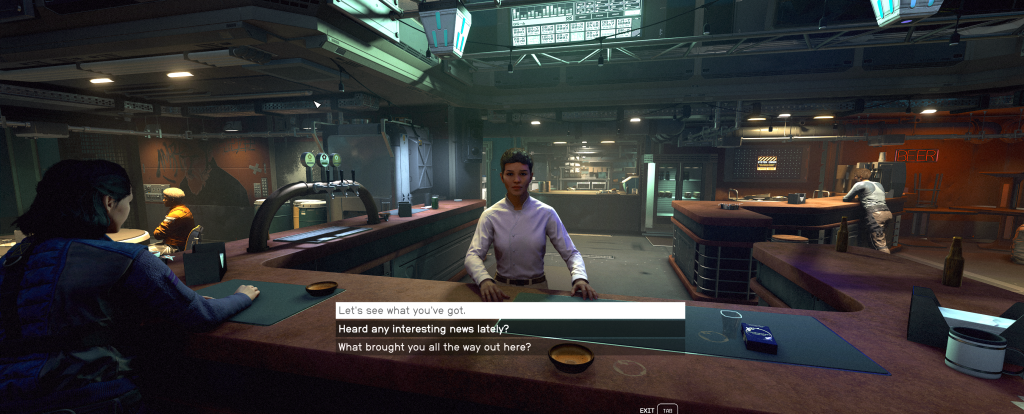 Zoomed In Starfield zoomed out dialogue camera at space station bar