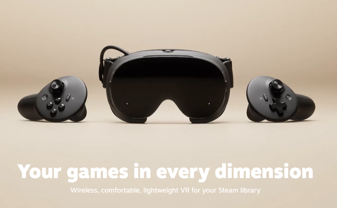 Steam Frame VR Headset with controllers
